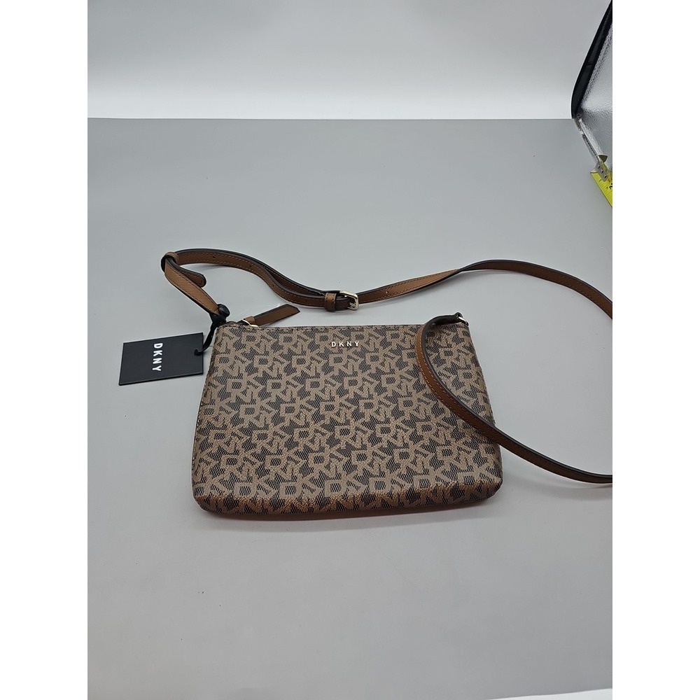 DKNY Caylin Crossbody Top Zip Brown Handbag New